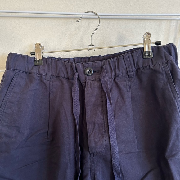 Alex Mill cotton linen drawstring trousers in navy - Picture 2 of 6